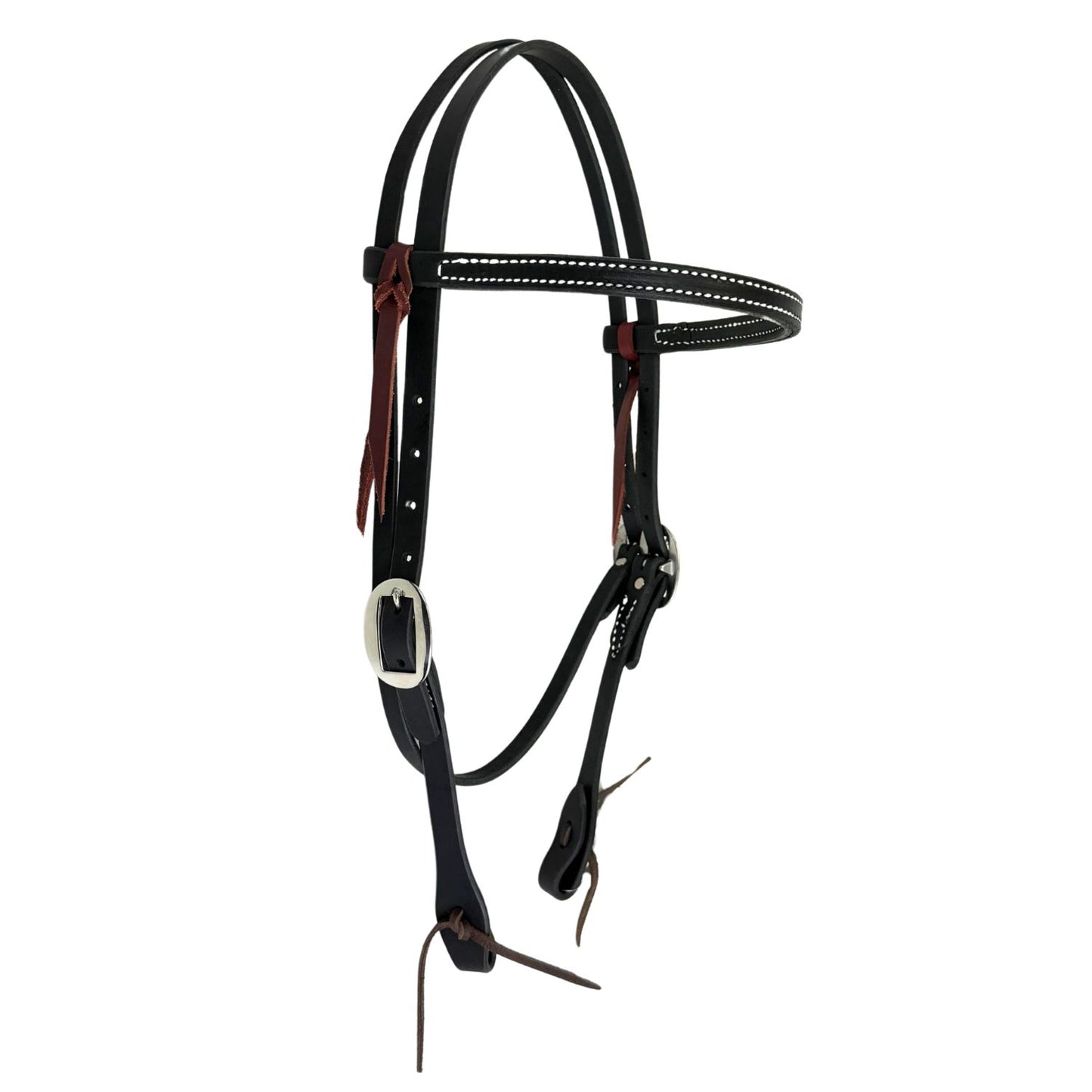 Black Latigo Leather Headstall with Stitching