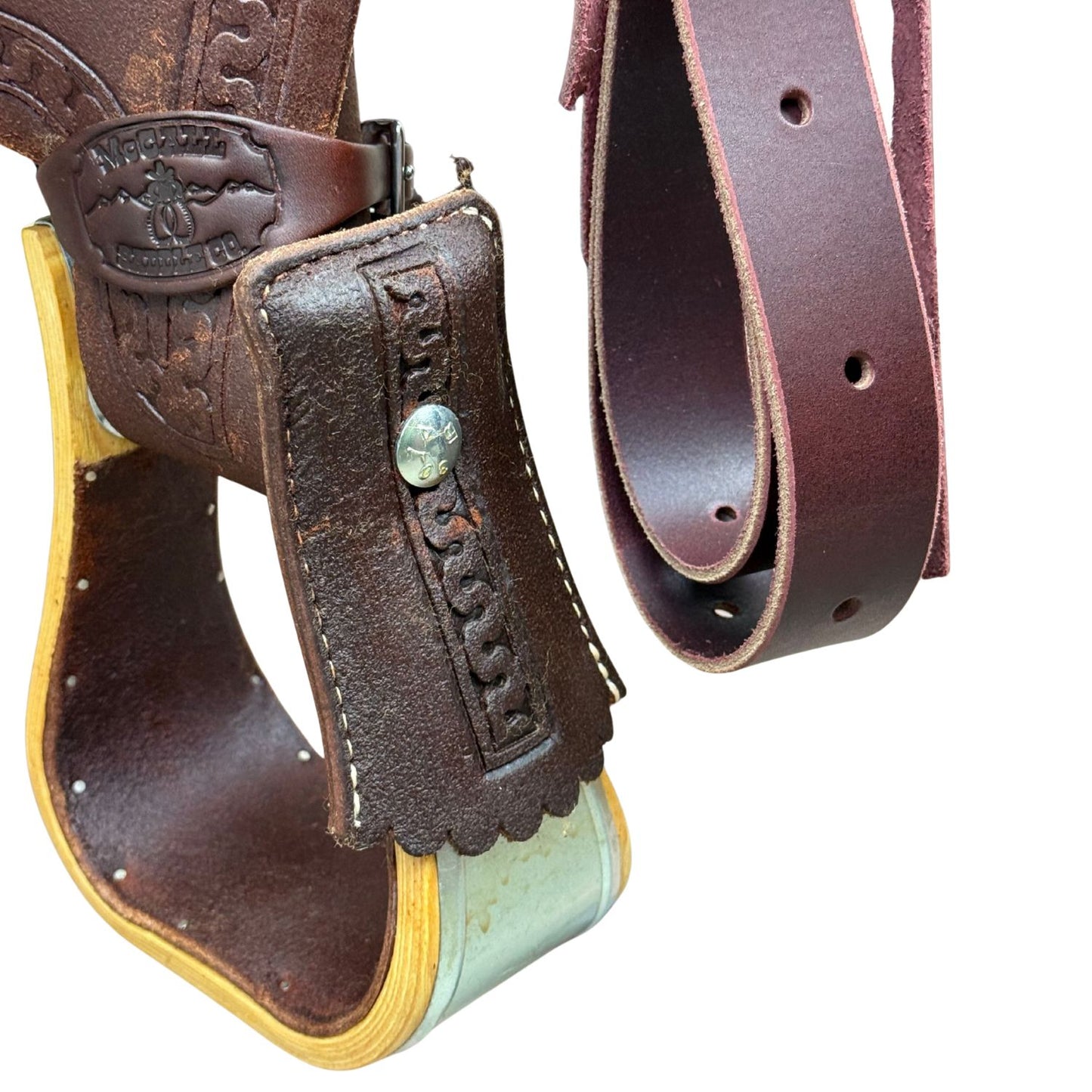 16" McCall McLite Dark Oil All-Around Trail Saddle with Roughout Leather, Padded Seat & Flat Plate Rigging