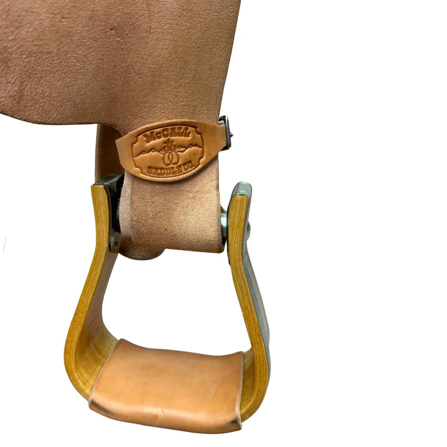 McCall McLite Wade Trail Saddle with 16" Roughout Hard Seat, Light Oil with Crazy Leg Tooling