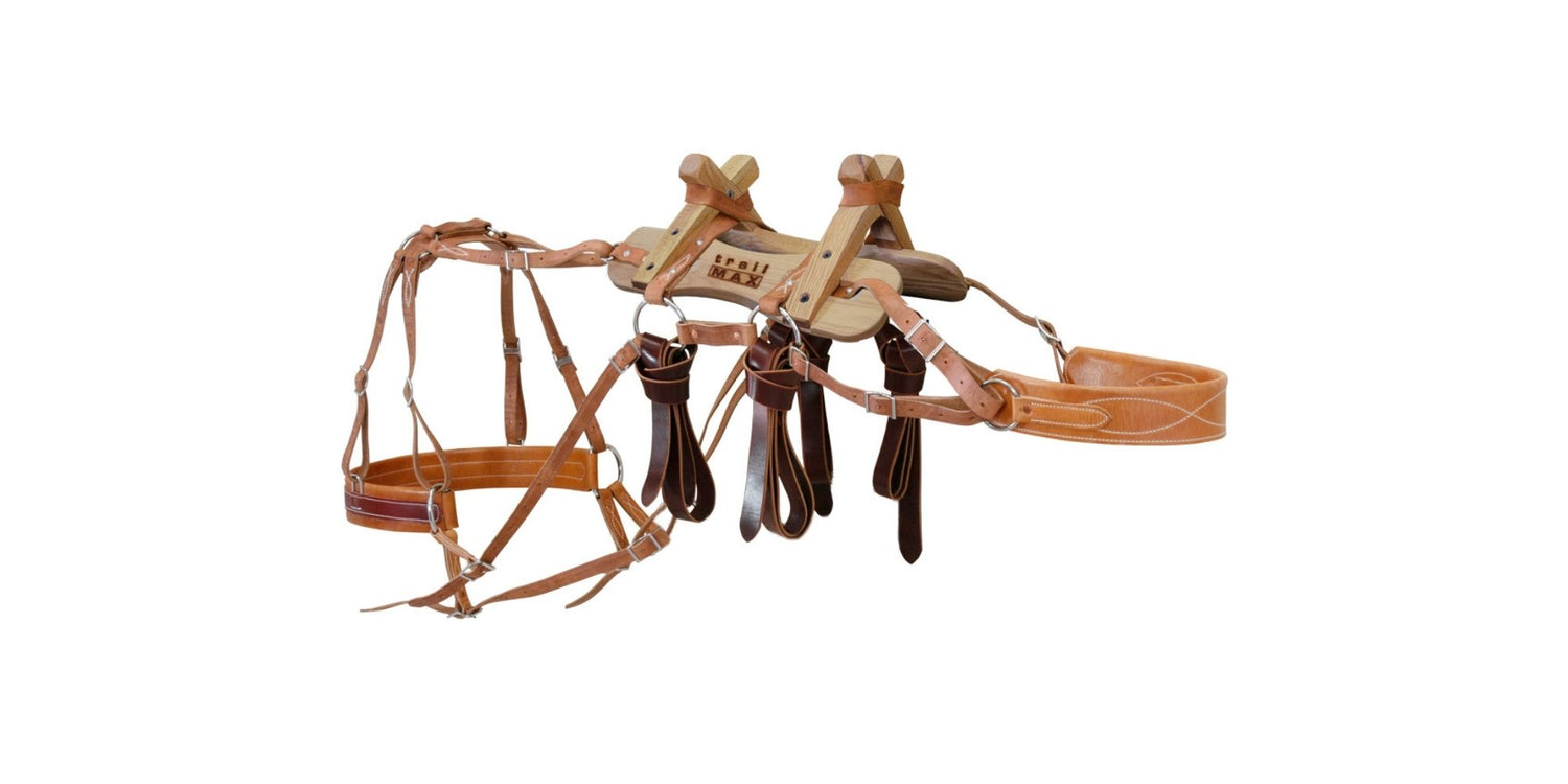 Sawbuck pack saddle with solid oak tree and leather rigging