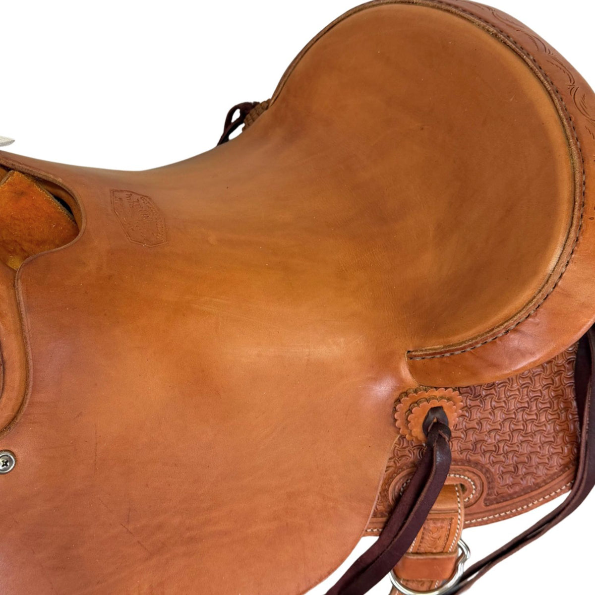 15" McCall McLite Wade Trail Saddle, Medium Oil with Crazy Leg Tooling - #W2581128