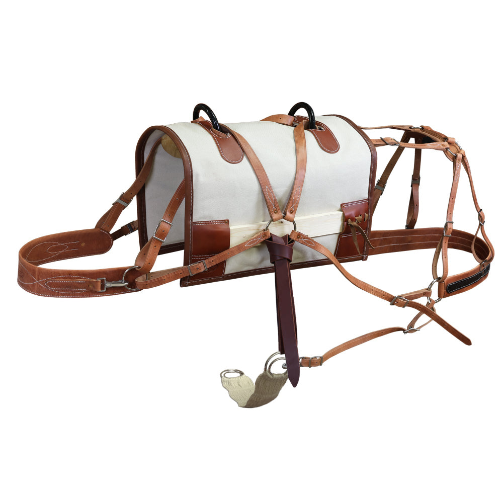 Decker Pack Saddle with canvas cover and leather rigging