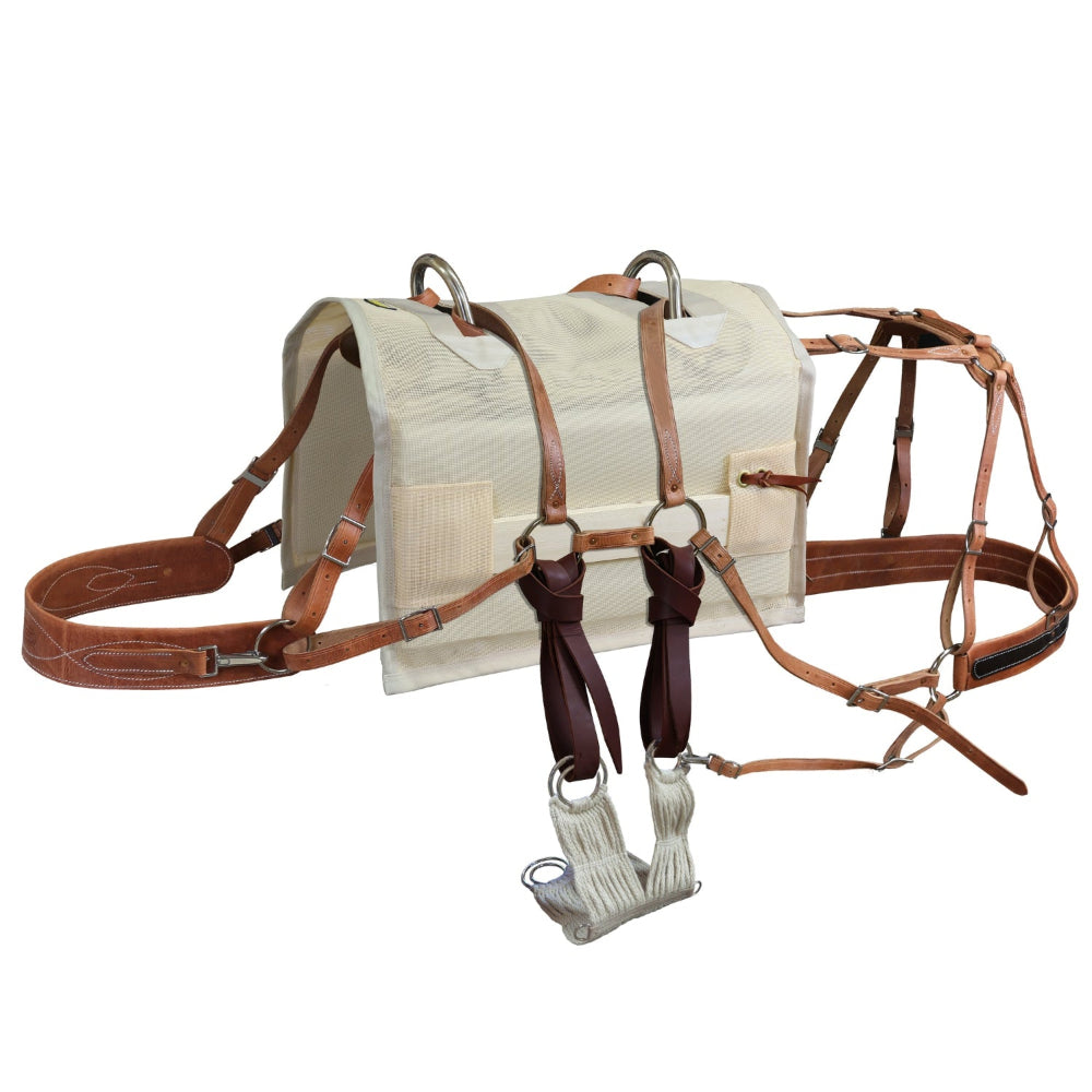 double rigged classic Decker pack saddle with canvas half breed