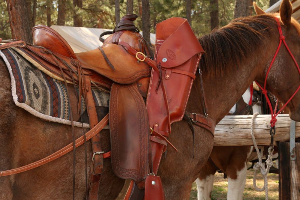 Outfitters Supply Premium Contoured Leather Rifle Scabbard, Right or Left Bolt Action