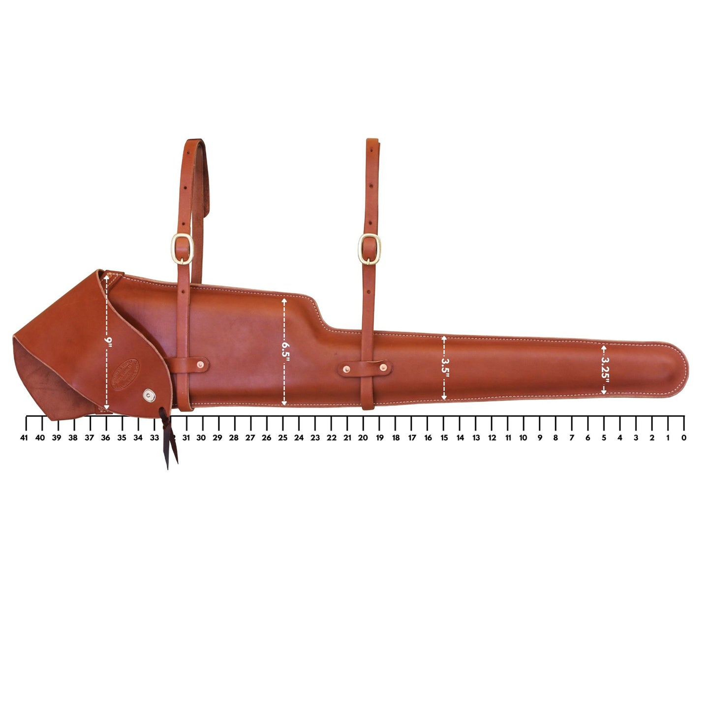 Outfitters Supply Premium Contoured Leather Rifle Scabbard, Right or Left Bolt Action