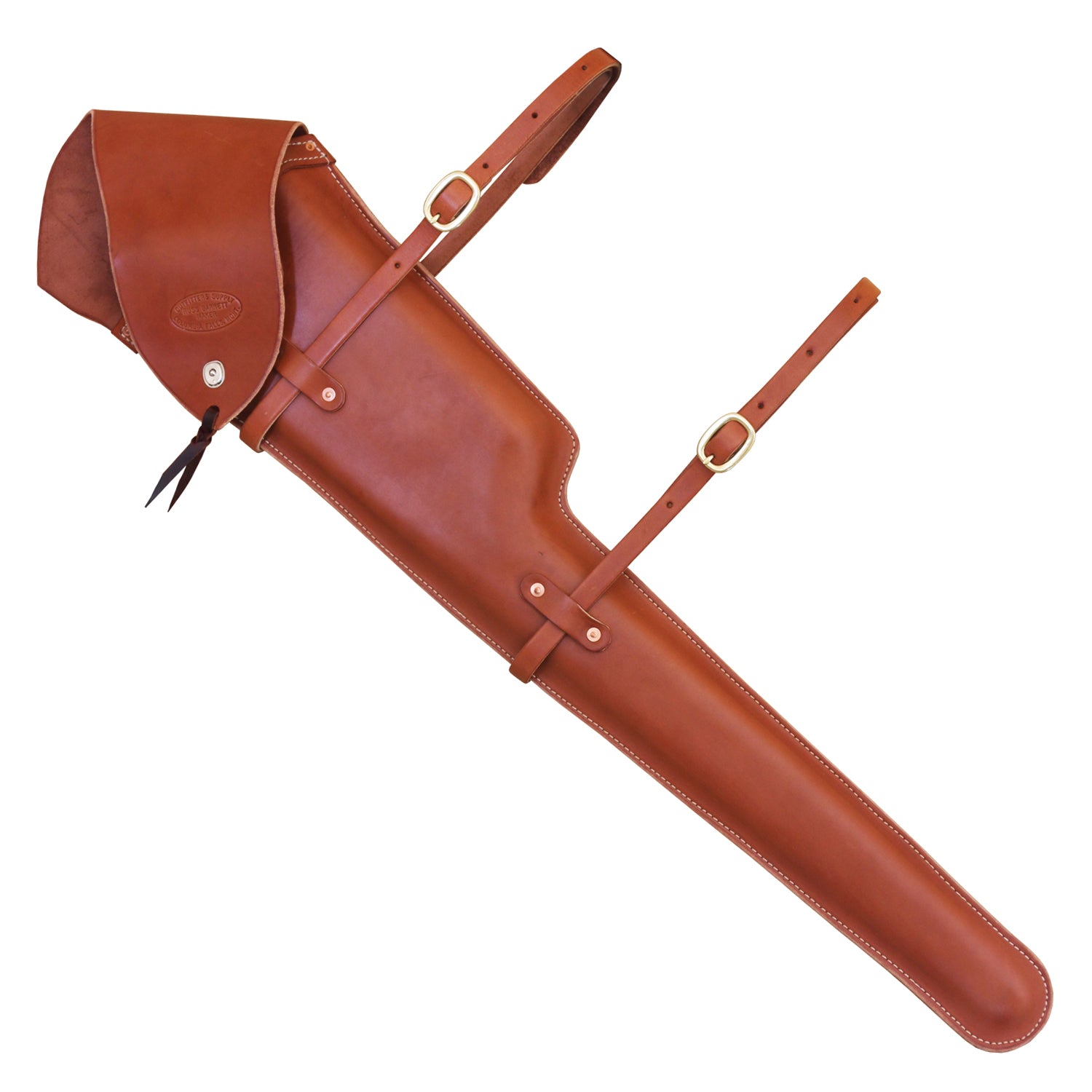 backpack rifle scabbard leather Yellowstone for Scoped Rifles Outfitters Supply with 1 turrets and up to a 24 barrel. PDF Pattern, DXF and Instructional