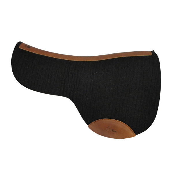 Black endurance cut saddle pad with light brown wear leathers