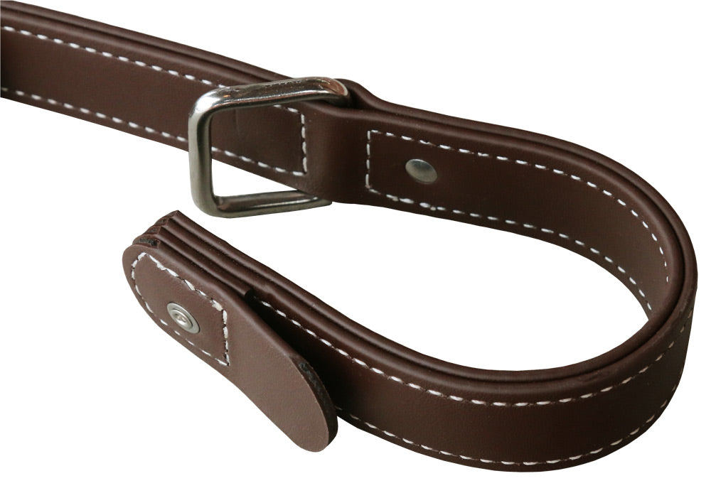 Closeup of brown Biothane horse hobble