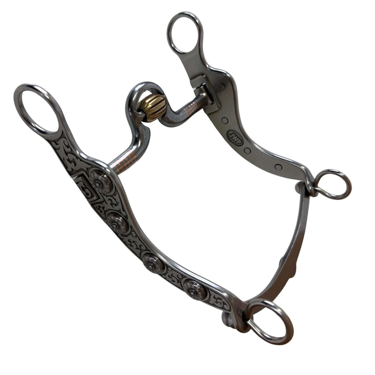 Jeremiah Watt Medium Port Curb Bit with Arena Classic #300 Cheekpiece, Frog Mouth Piece, Cricket