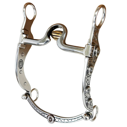 Jeremiah Watt Medium Port Curb Bit with Arena Classic #300 Cheekpiece, Frog Mouth Piece, Cricket