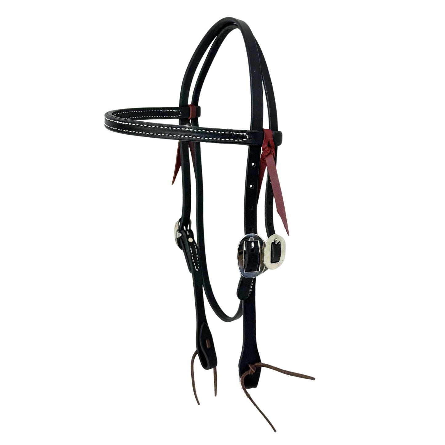Black Latigo Leather Headstall with Stitching