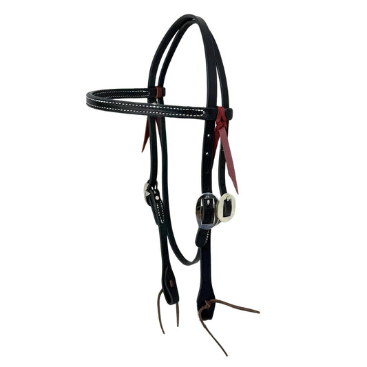 Black Latigo Leather Headstall with Stitching