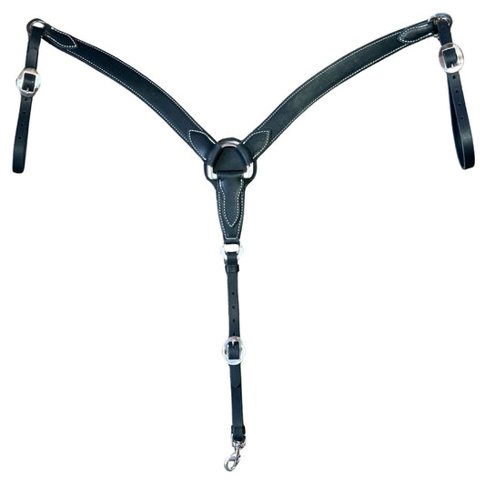 Tapered Black Latigo Leather Breast Collar