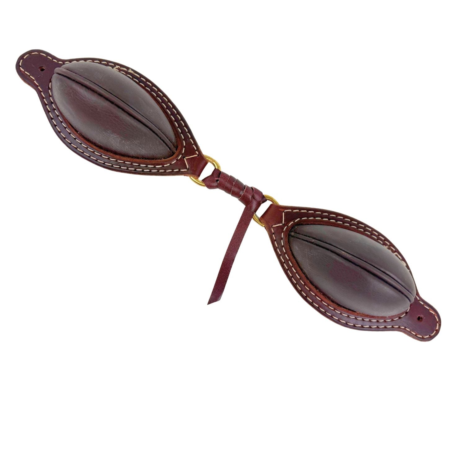 Dark brown leather bucking rolls for horse saddle