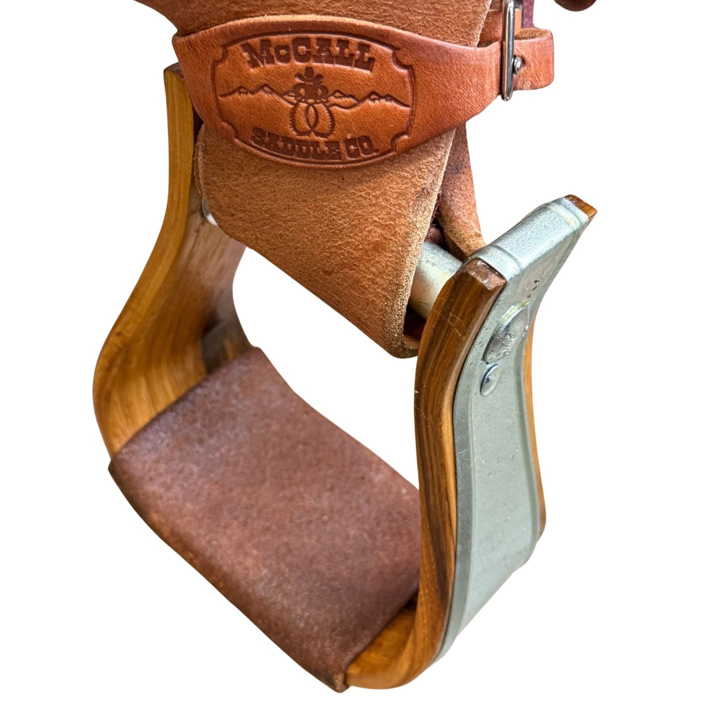 15" McCall McLite All-Around Trail Saddle with Roughout Seat and Crazy Leg Border Tooling