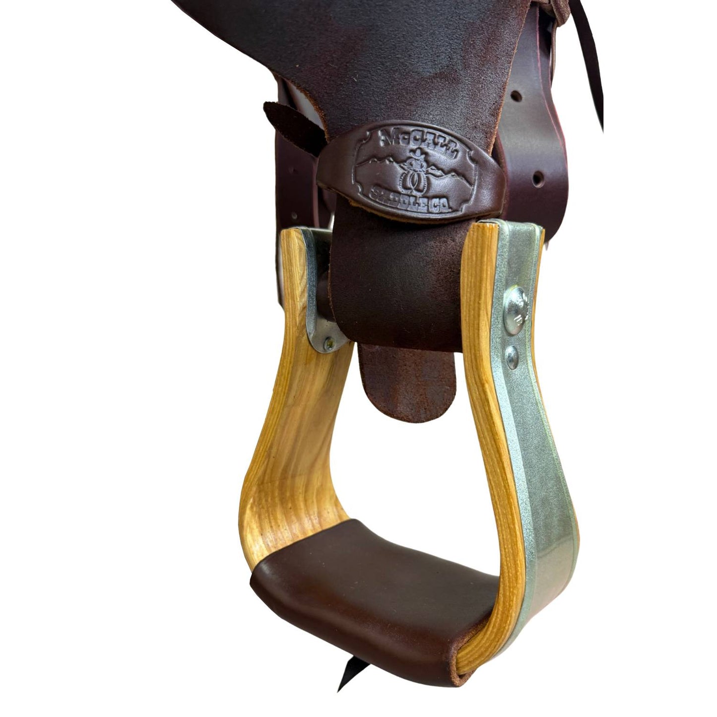 15.5" McLite All-Around Trail Saddle with Roughout Hardseat, Dark Oil with Carlos Border Tooling