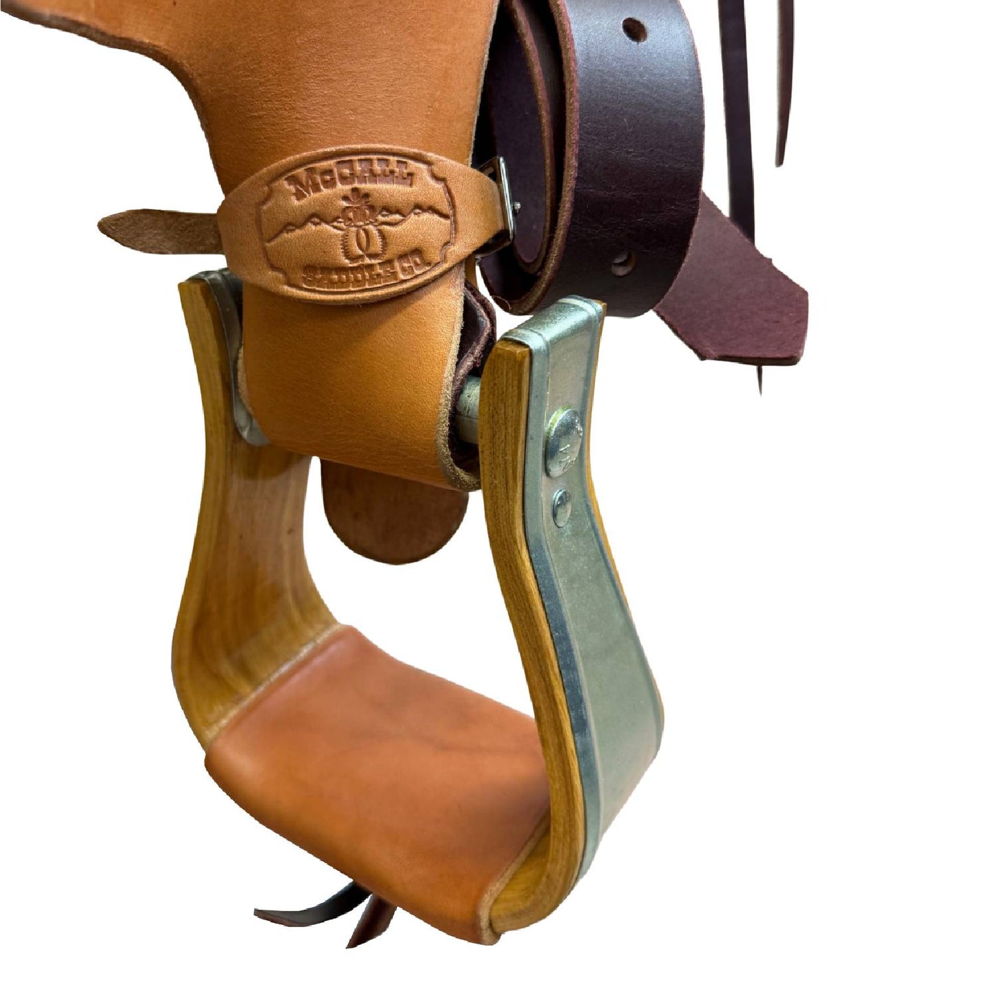 15.5" McLite All-Around Trail Saddle with Padded Seat, Light Oil with Carlos Border Tooling