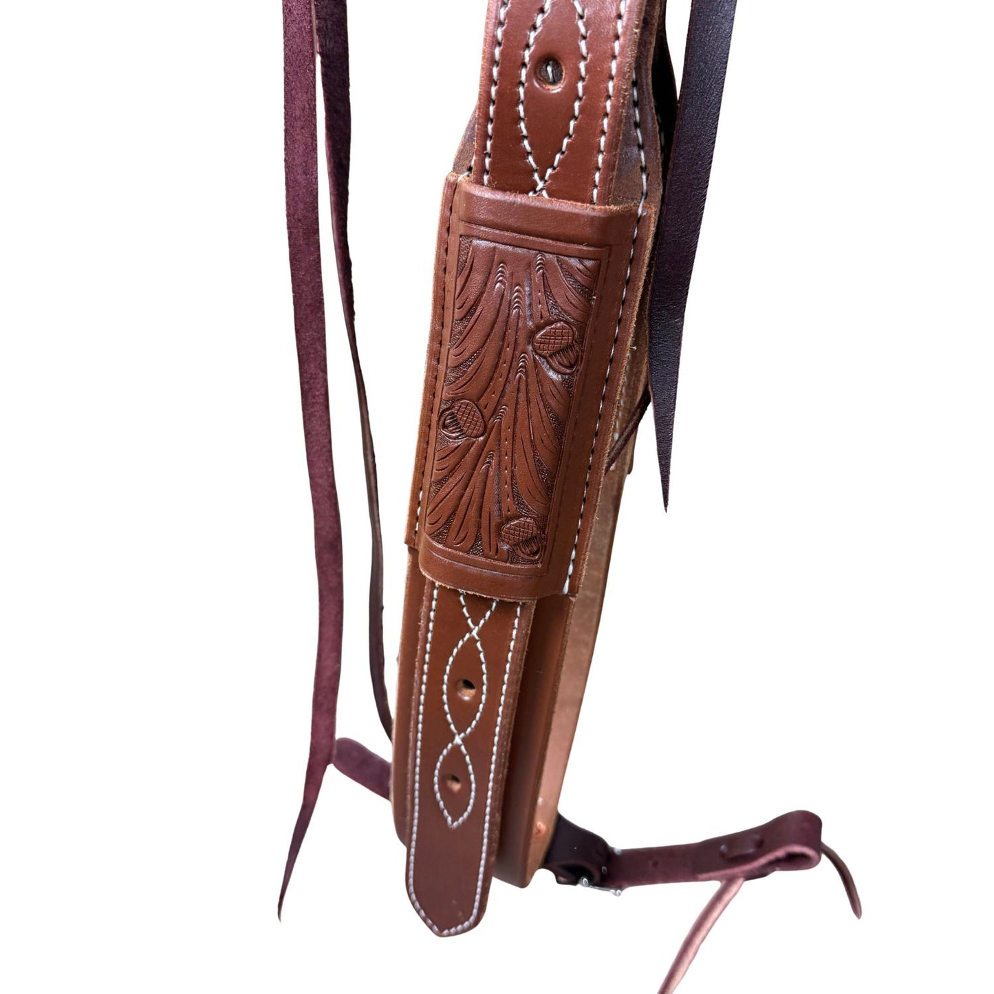 16.5" McLite All-Around Trail Saddle with Hard Seat, Heavy Oil with River Oak Tooling