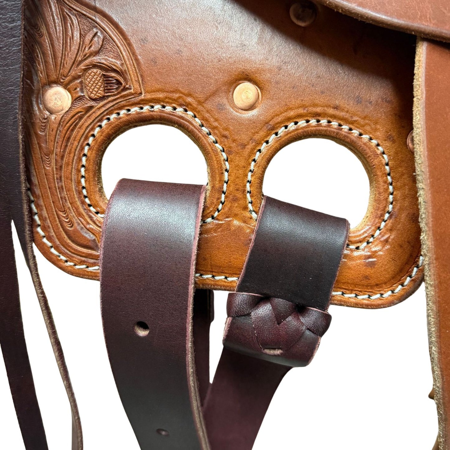 16.5" McLite All-Around Trail Saddle with Hard Seat, Heavy Oil with River Oak Tooling