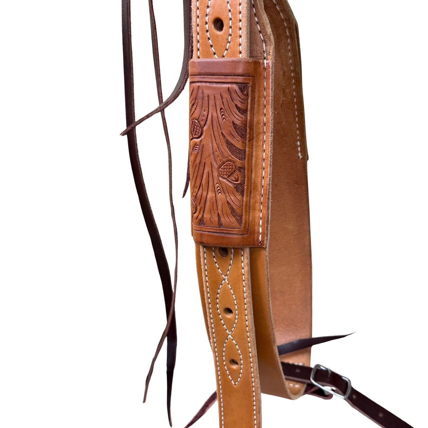 17" McLite All-Around Trail Saddle with Hard Seat, Light Oil with River Oak Tooling
