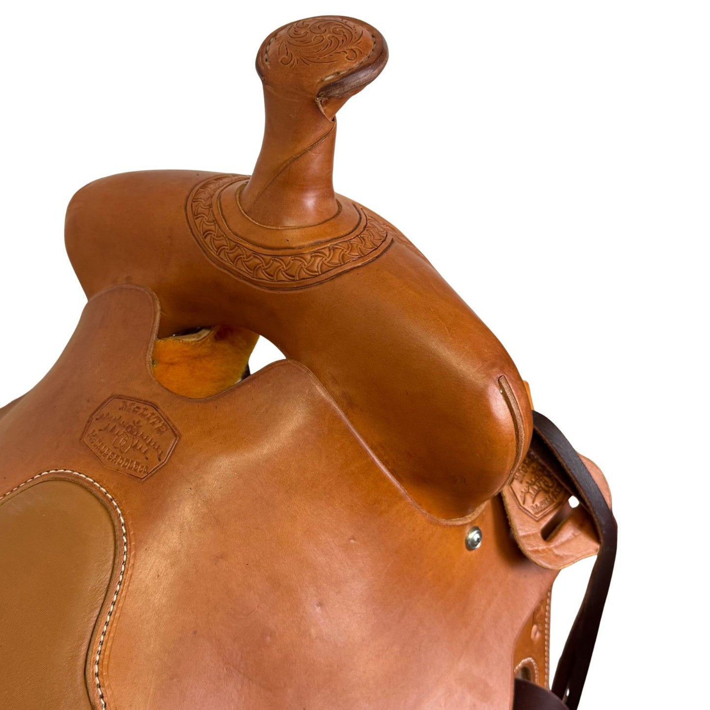 14" McLite All-Around Trail Saddle with Padded Seat, Medium Oil with Crazy Leg Border Tooling (Copy)