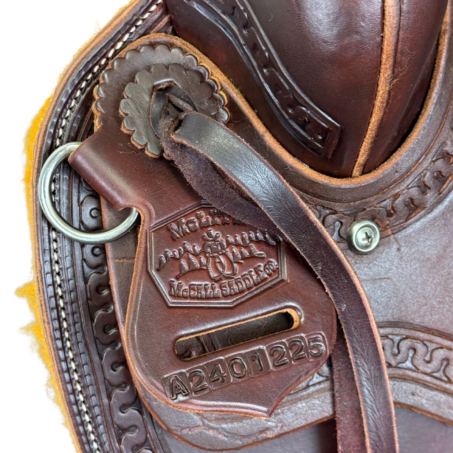 16" McCall McLite Dark Oil All-Around Trail Saddle with Roughout Leather, Padded Seat & Flat Plate Rigging