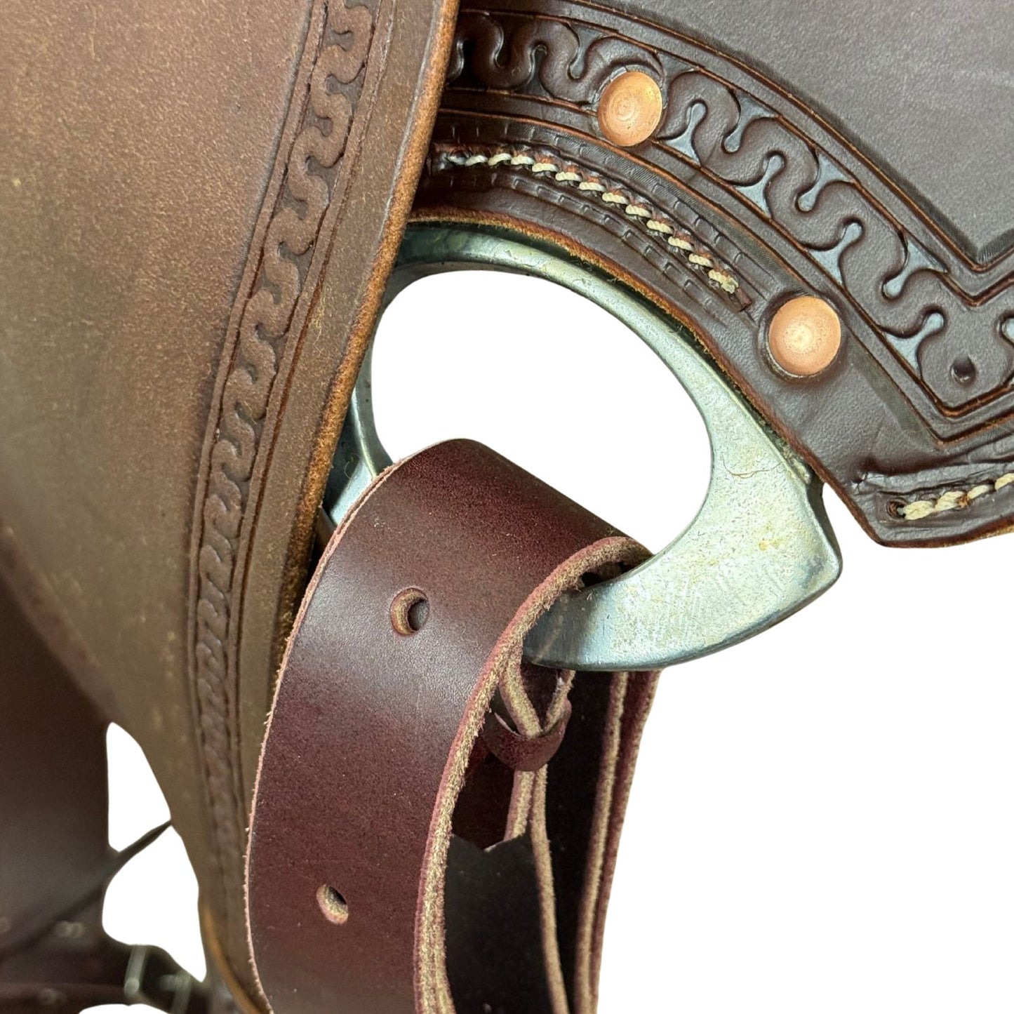 16" McCall McLite Dark Oil All-Around Trail Saddle with Roughout Leather, Padded Seat & Flat Plate Rigging