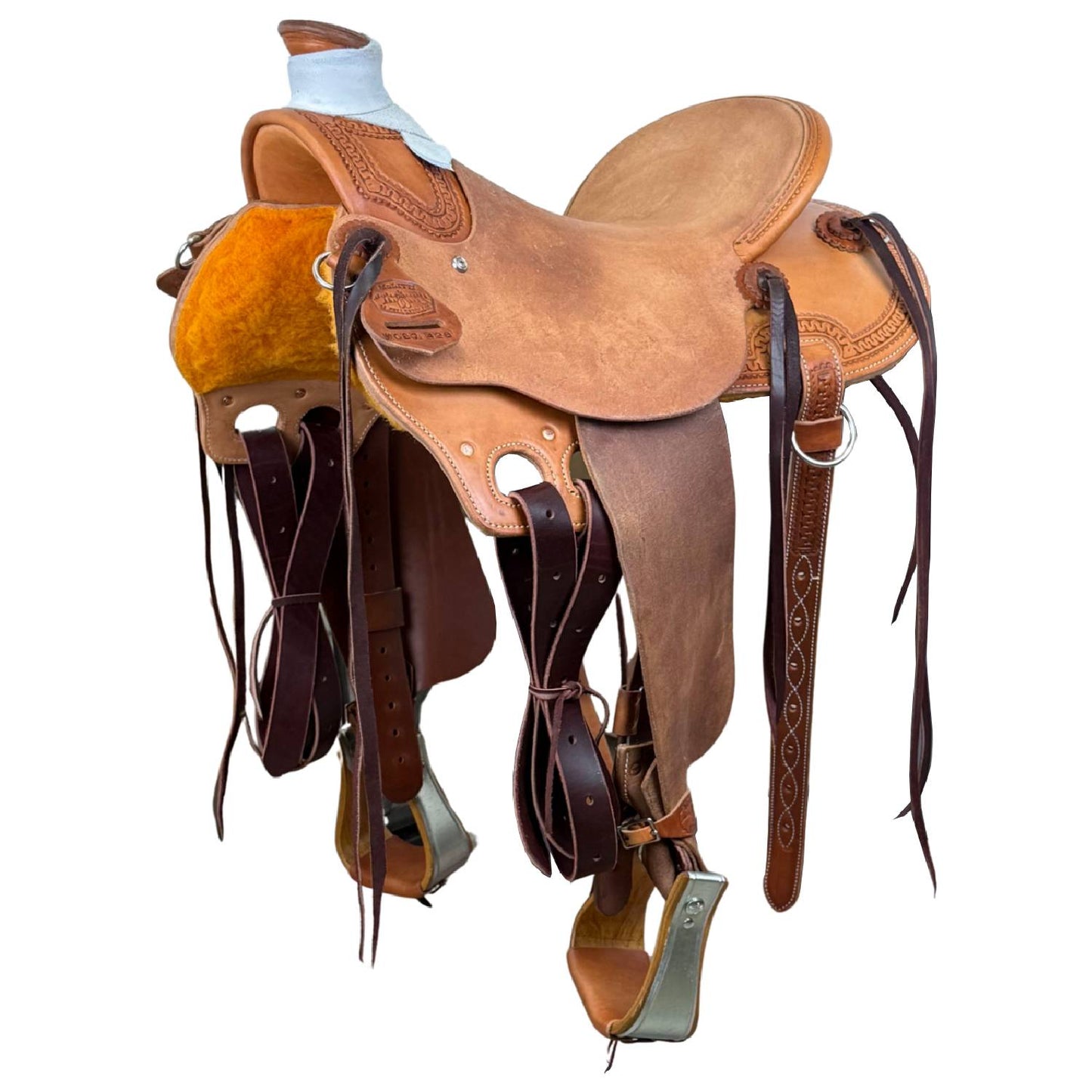 15" McLite Wade Trail Saddle with Roughout Seat, Regular Oil with Carlos Tooling