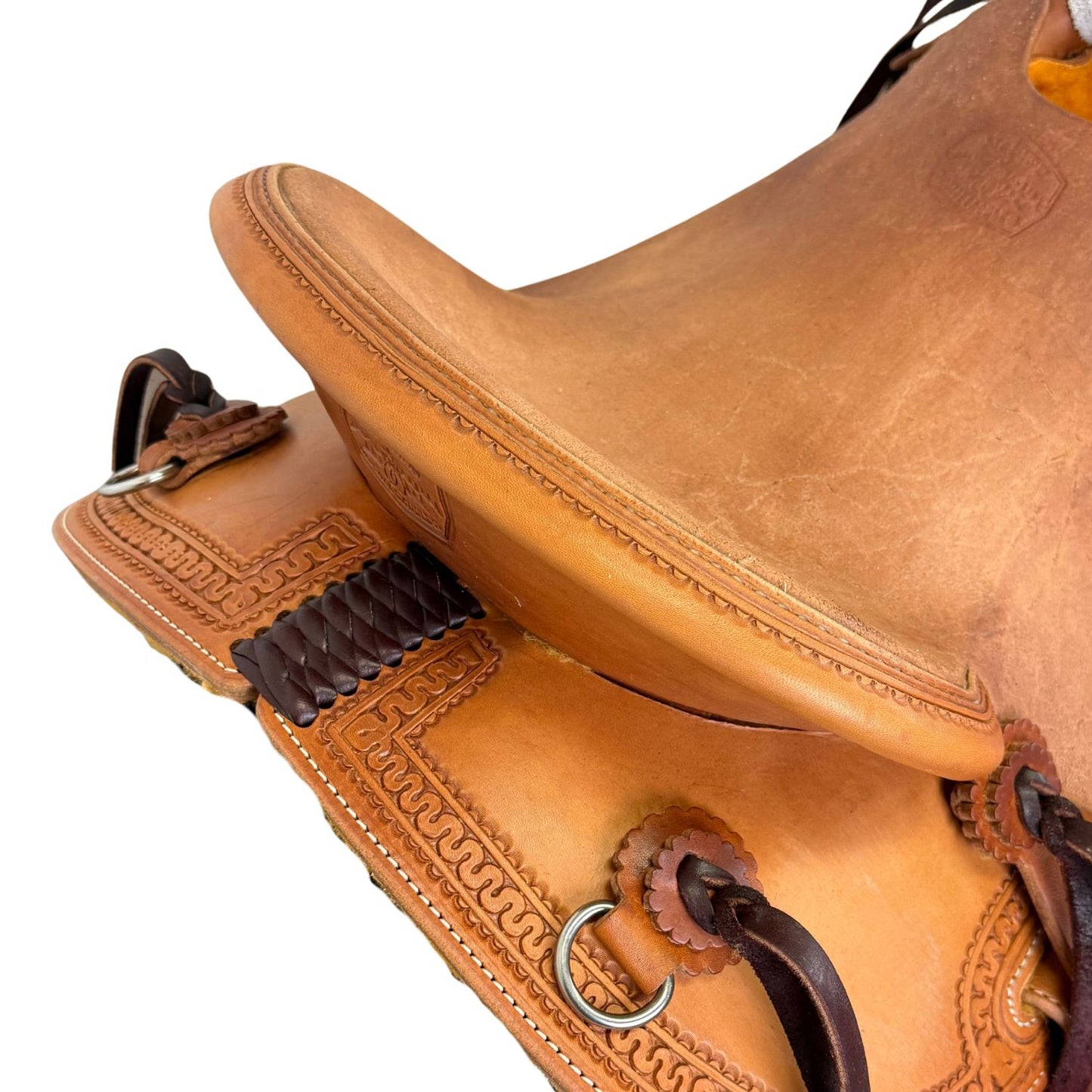 15" McLite Wade Trail Saddle with Roughout Seat, Regular Oil with Carlos Tooling