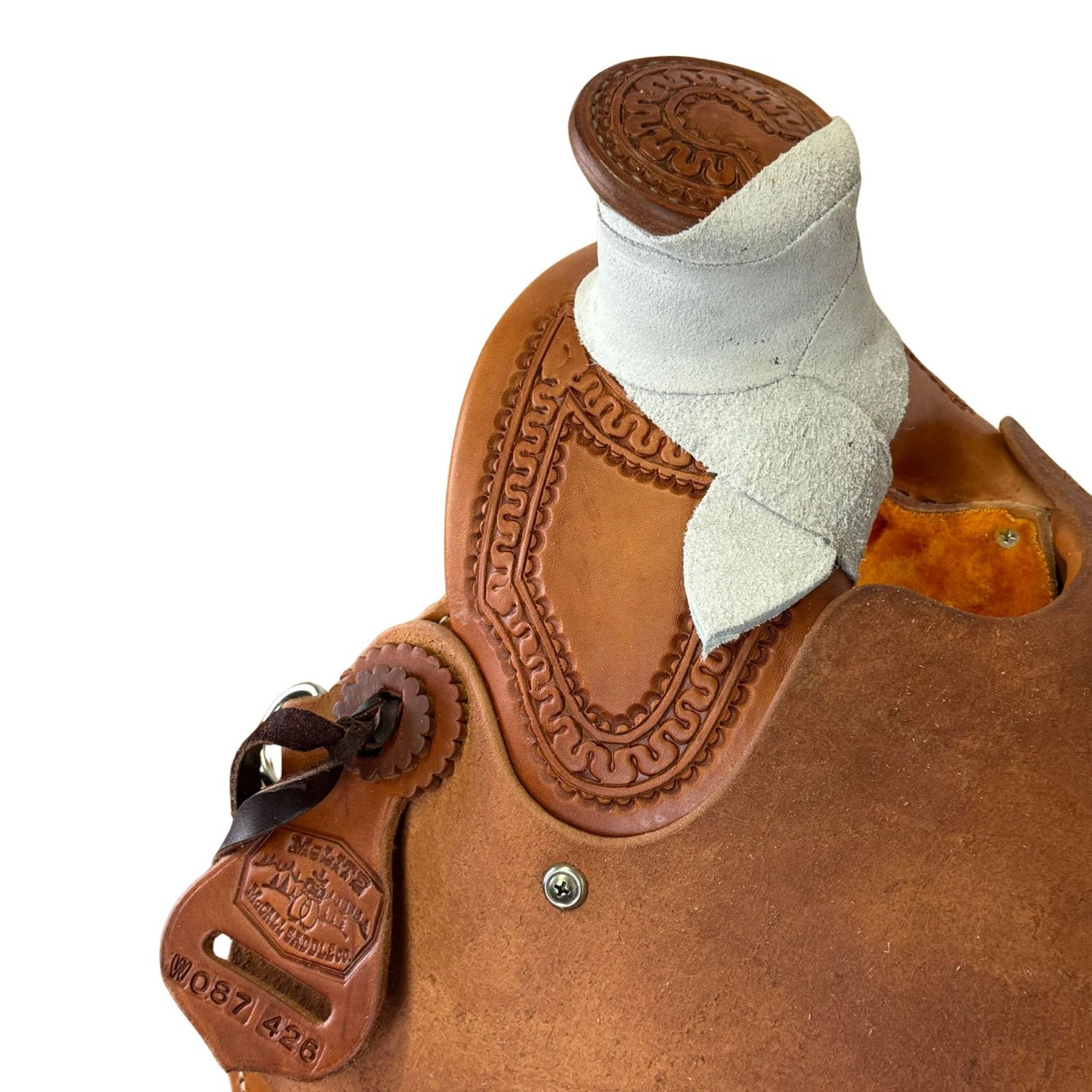 15" McLite Wade Trail Saddle with Roughout Seat, Regular Oil with Carlos Tooling