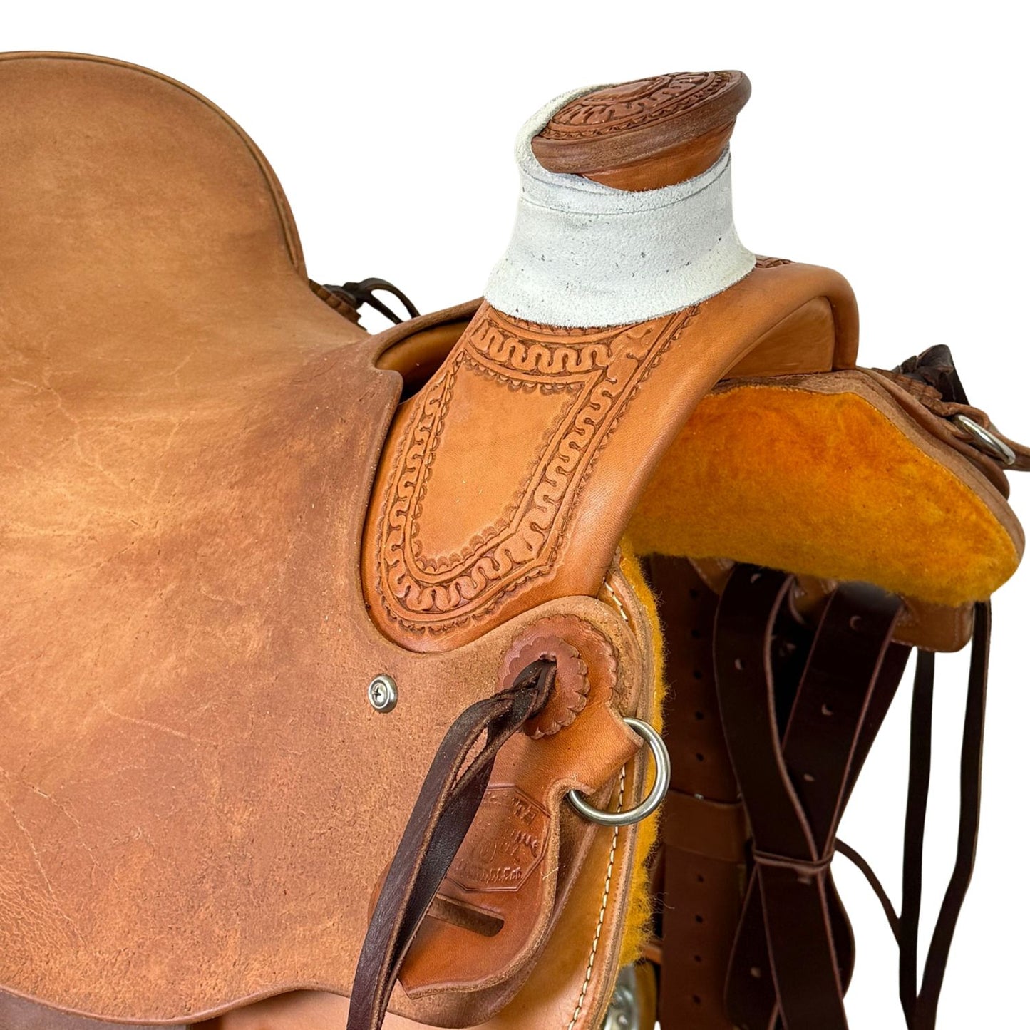 15" McLite Wade Trail Saddle with Roughout Seat, Regular Oil with Carlos Tooling