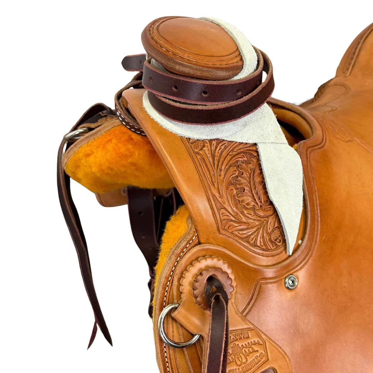 14" McCall McLite Wade Trail Saddle, Light Oil with River Oak Tooling