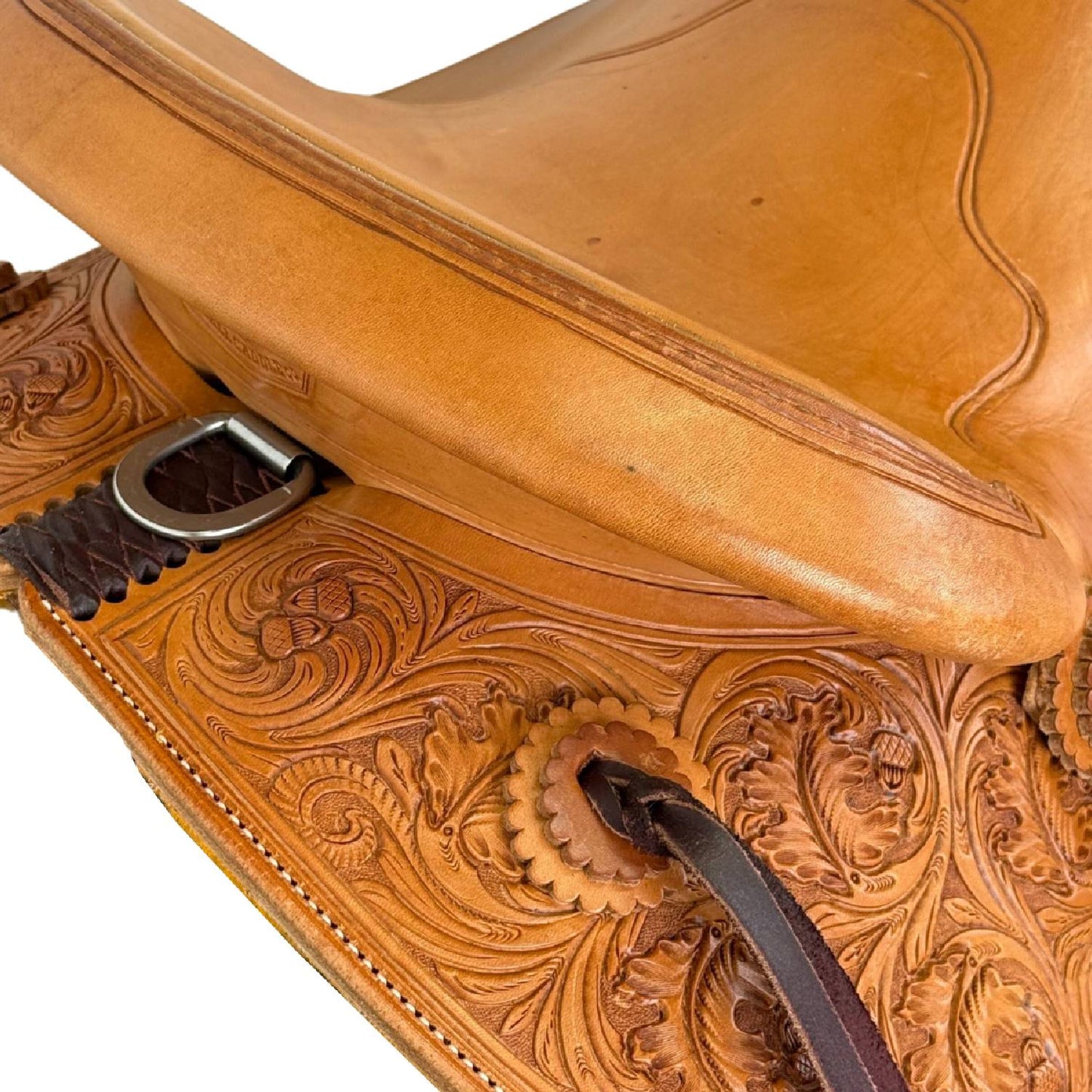 14" McCall McLite Wade Trail Saddle, Light Oil with River Oak Tooling