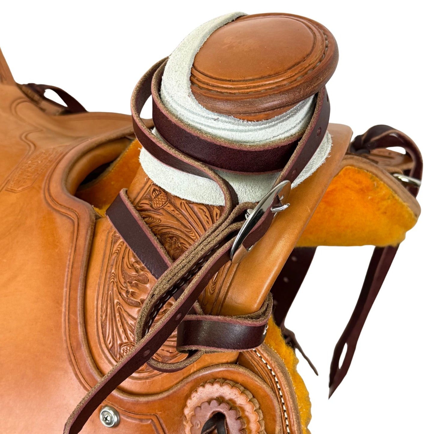 14" McCall McLite Wade Trail Saddle, Light Oil with River Oak Tooling