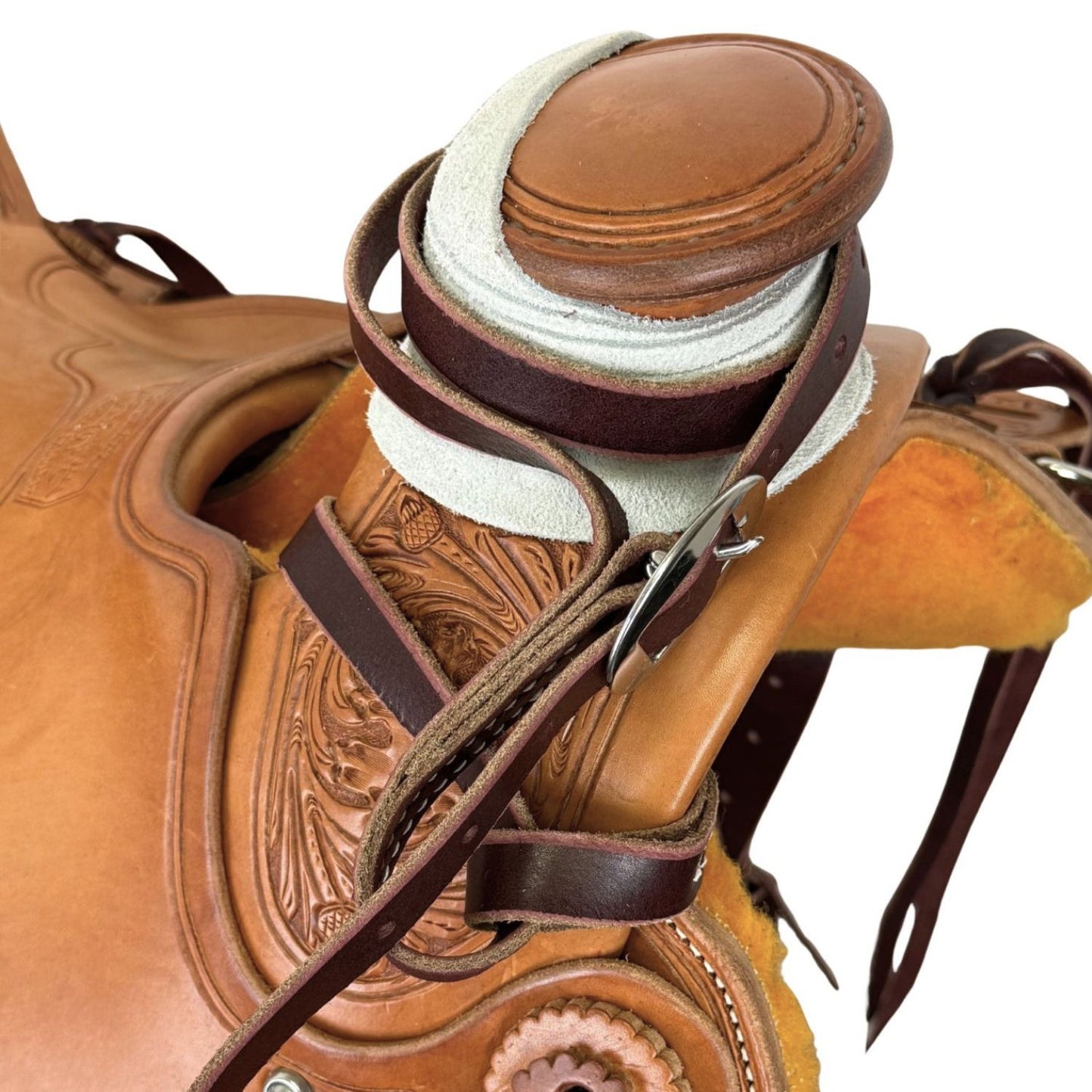 14" McCall McLite Wade Trail Saddle, Light Oil with River Oak Tooling