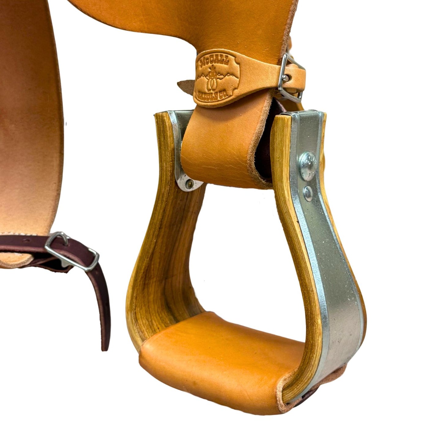 McCall McLite Wade Trail Saddle with 15" Hard Seat, Light Oil with Carlos Border Tooling