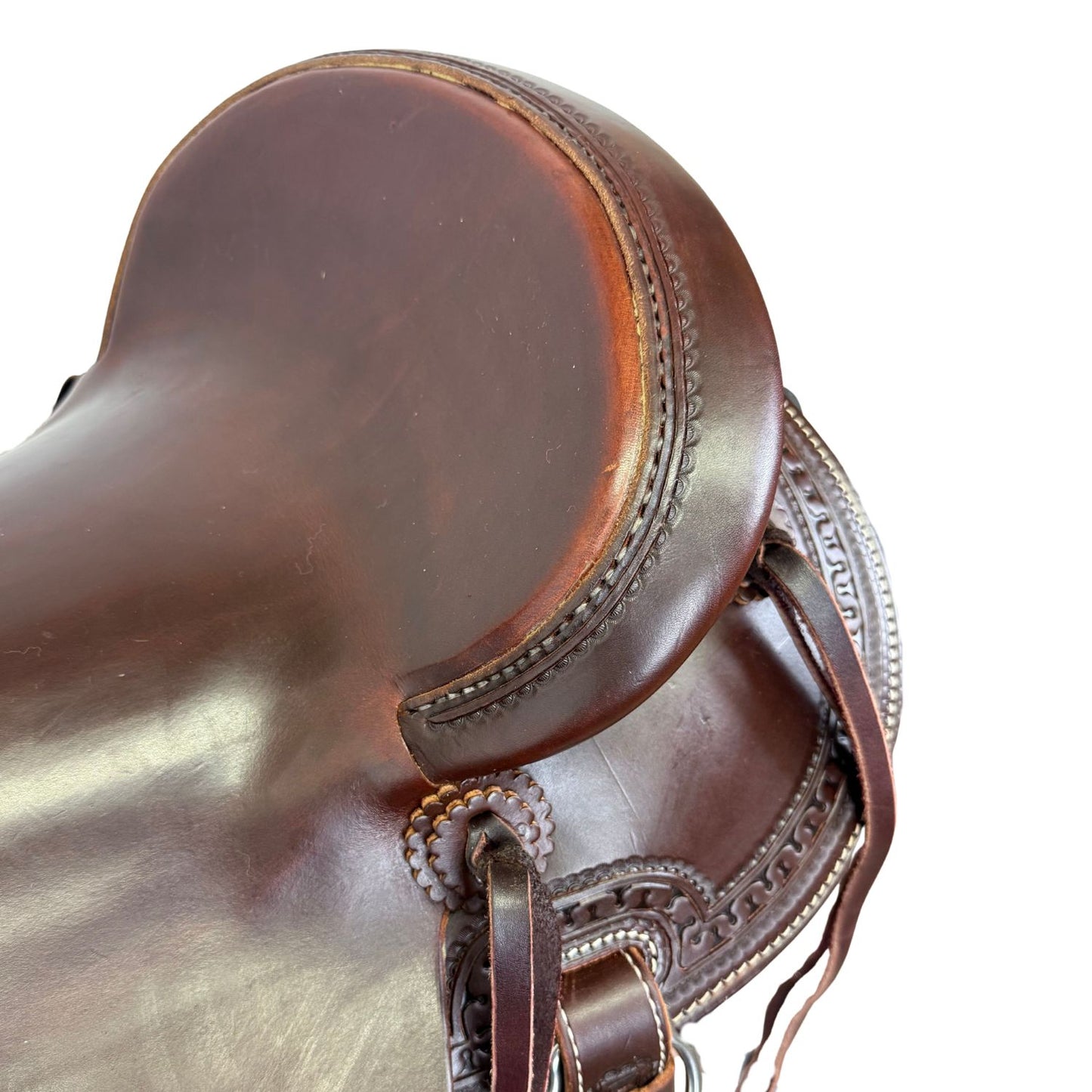 McCall McLite Wade Trail Saddle with 16" Hard Seat,Dark Oil with Carlos Border Tooling