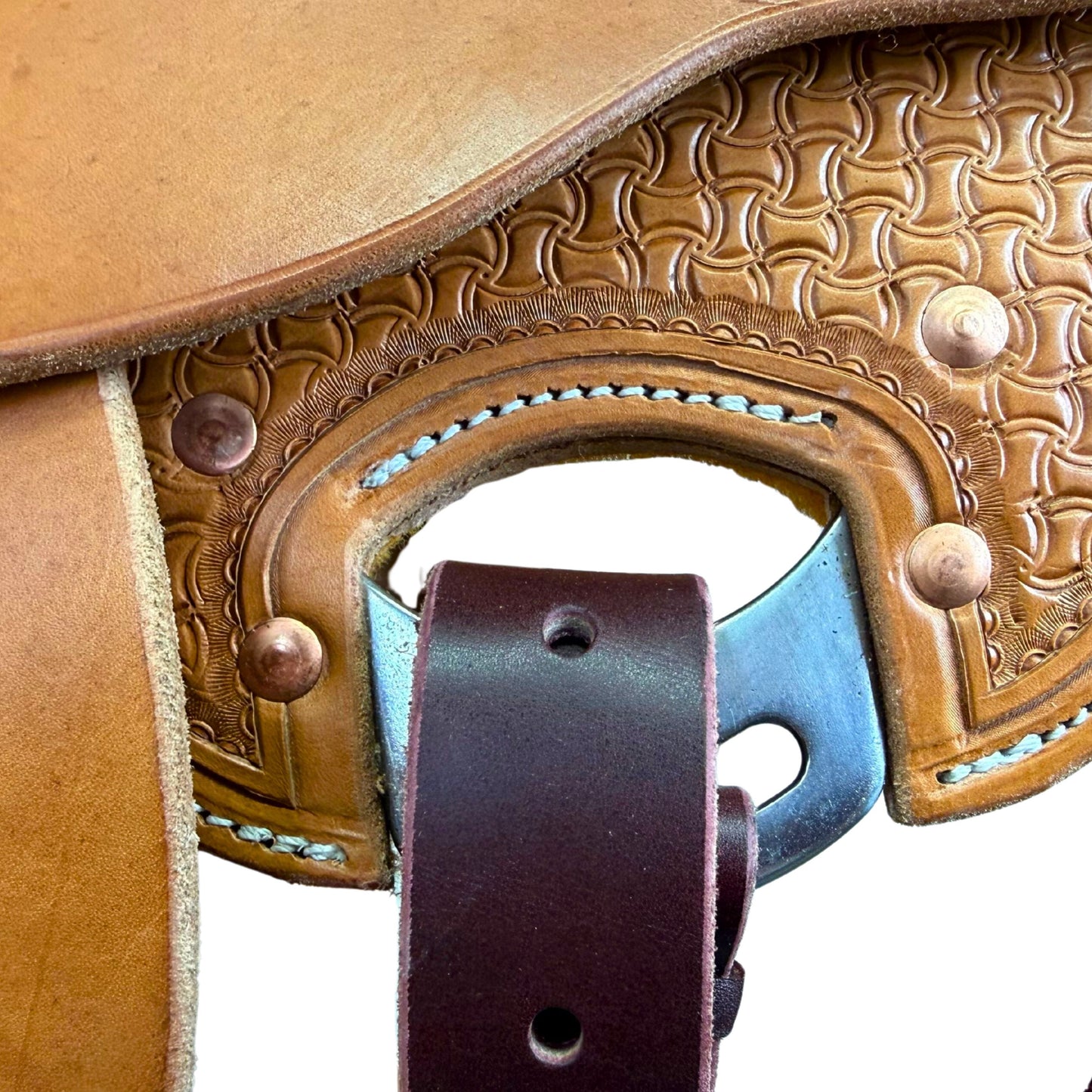 15" McCall McLite Wade Trail Saddle, Light Oil with Crazy Leg Tooling, Hamley Plate Rigging