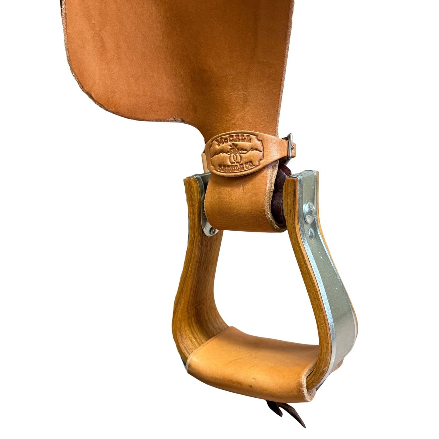 16" McCall McLite Wade Trail Saddle, Light Oil with  Carlos Border Tooling, Adjustable In-skirt Rigging