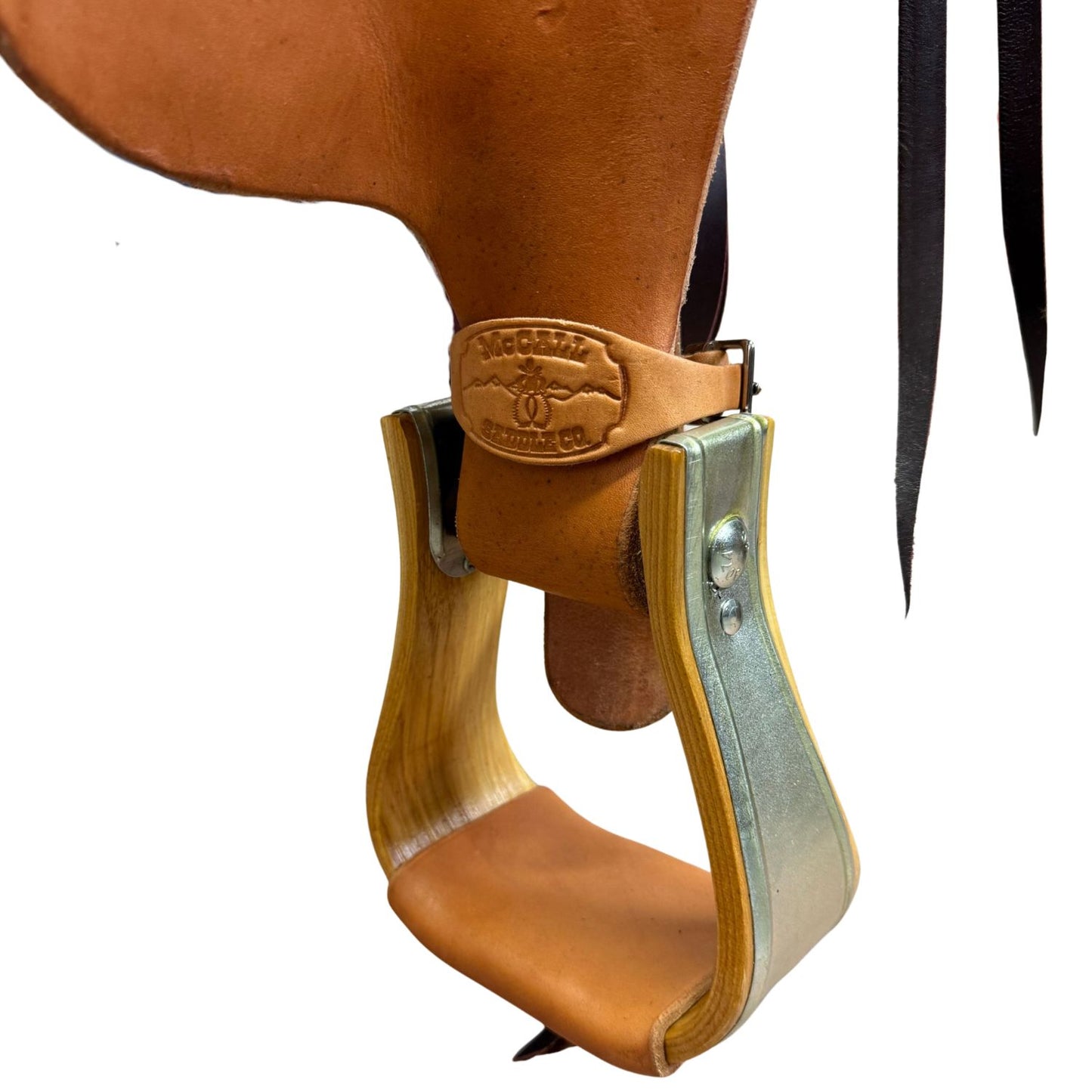14" McCall McLite Wade Trail Saddle, Light Oil with Shell Border Tooling, Adjustable In-skirt Rigging