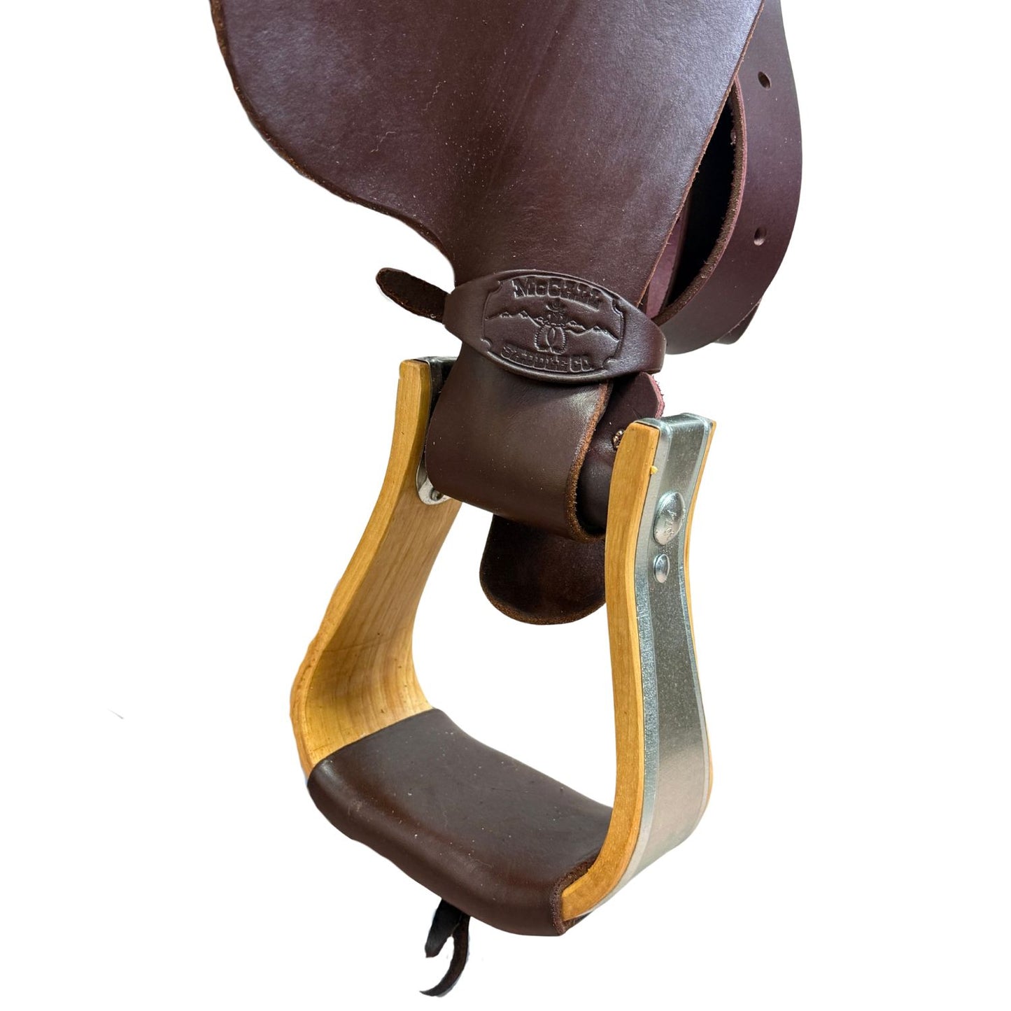 15" McCall McLite Wade Trail Saddle, Light Oil with Carlos Border Tooling, Adjustable In-skirt Rigging