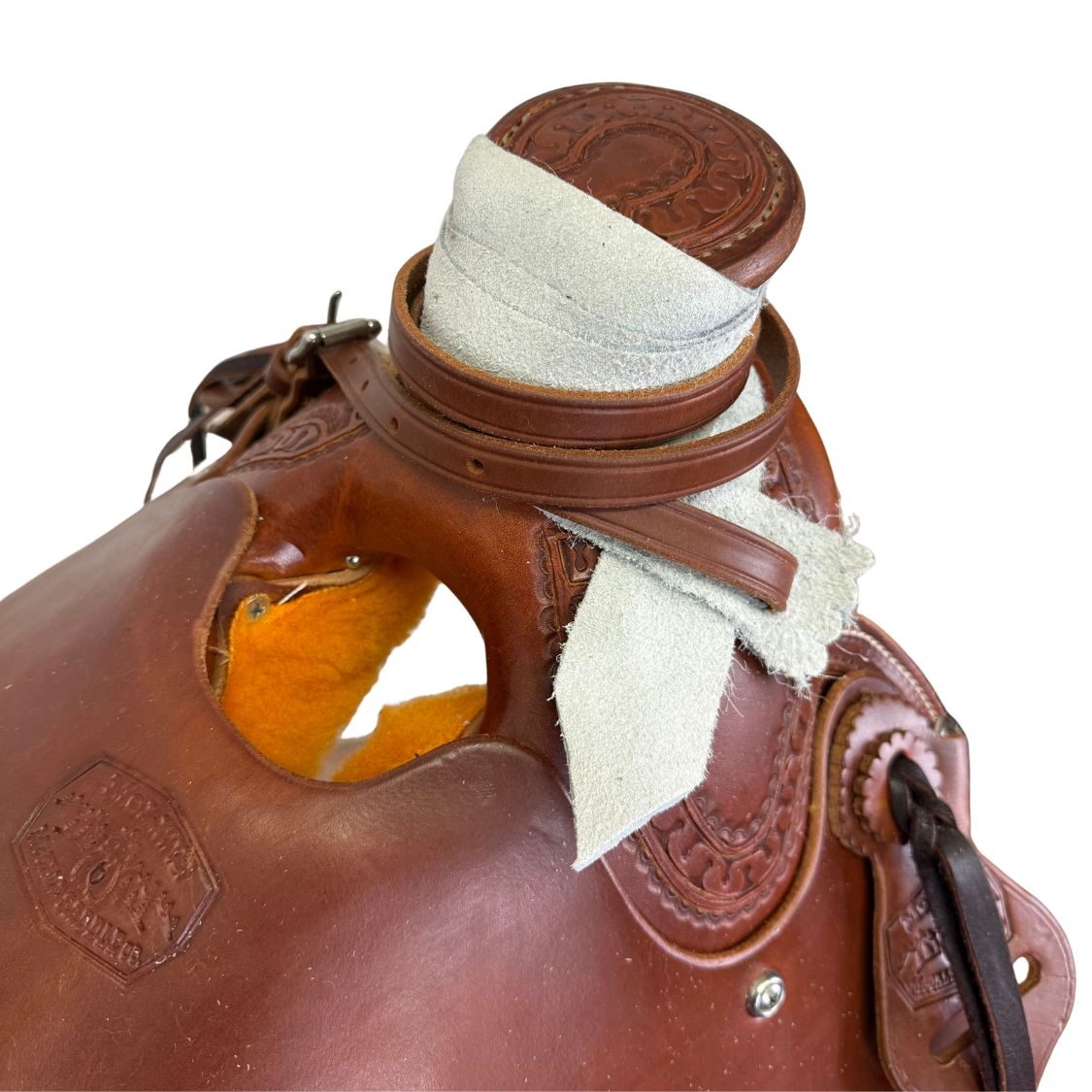 16" McCall McLite Wade Trail Saddle, Heavy Oil with Carlos Border Tooling, Adjustable In-skirt Rigging