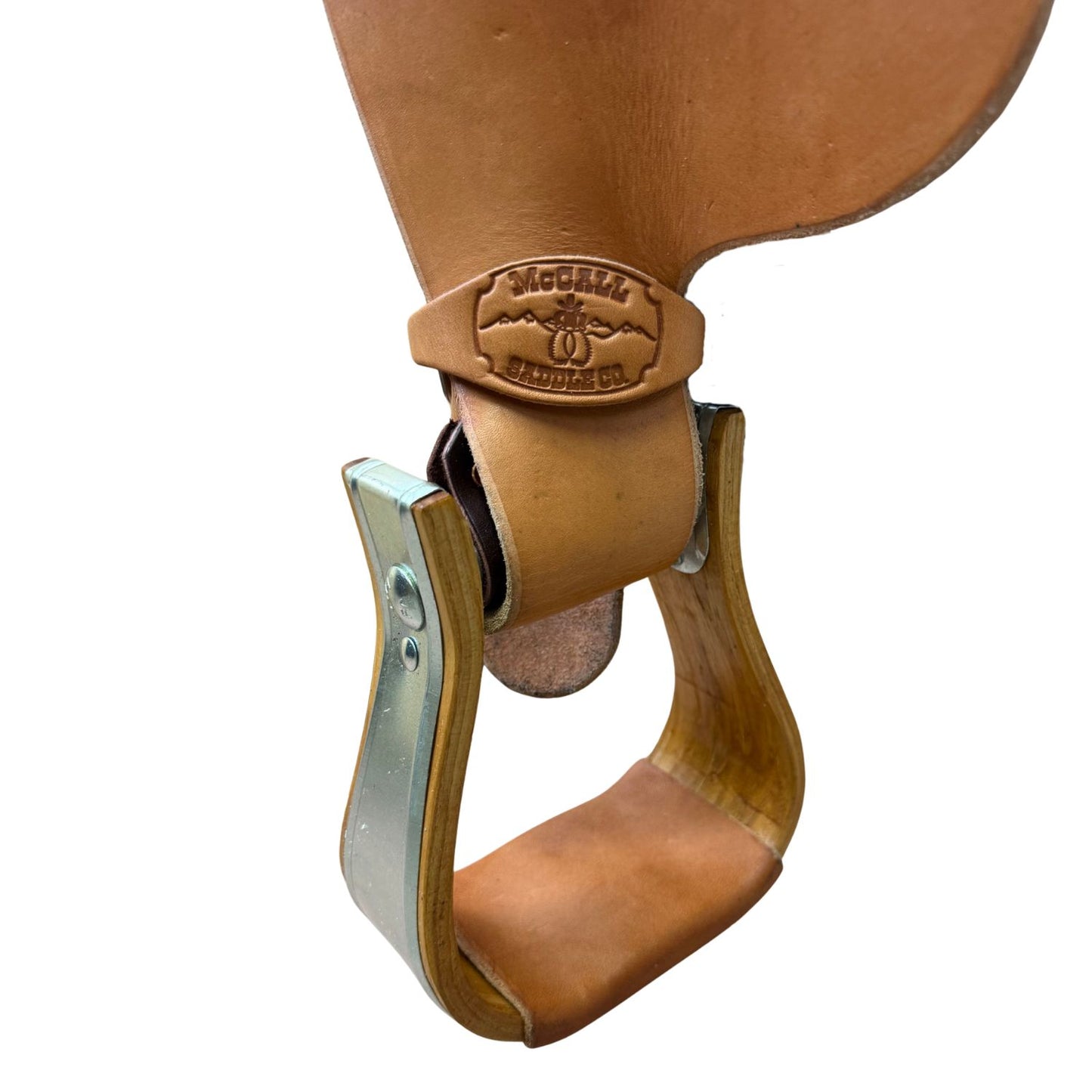16" McCall McLite Wade Trail Saddle, Medium Oil with Crazy Leg Border Tooling, Adjustable In-skirt Rigging