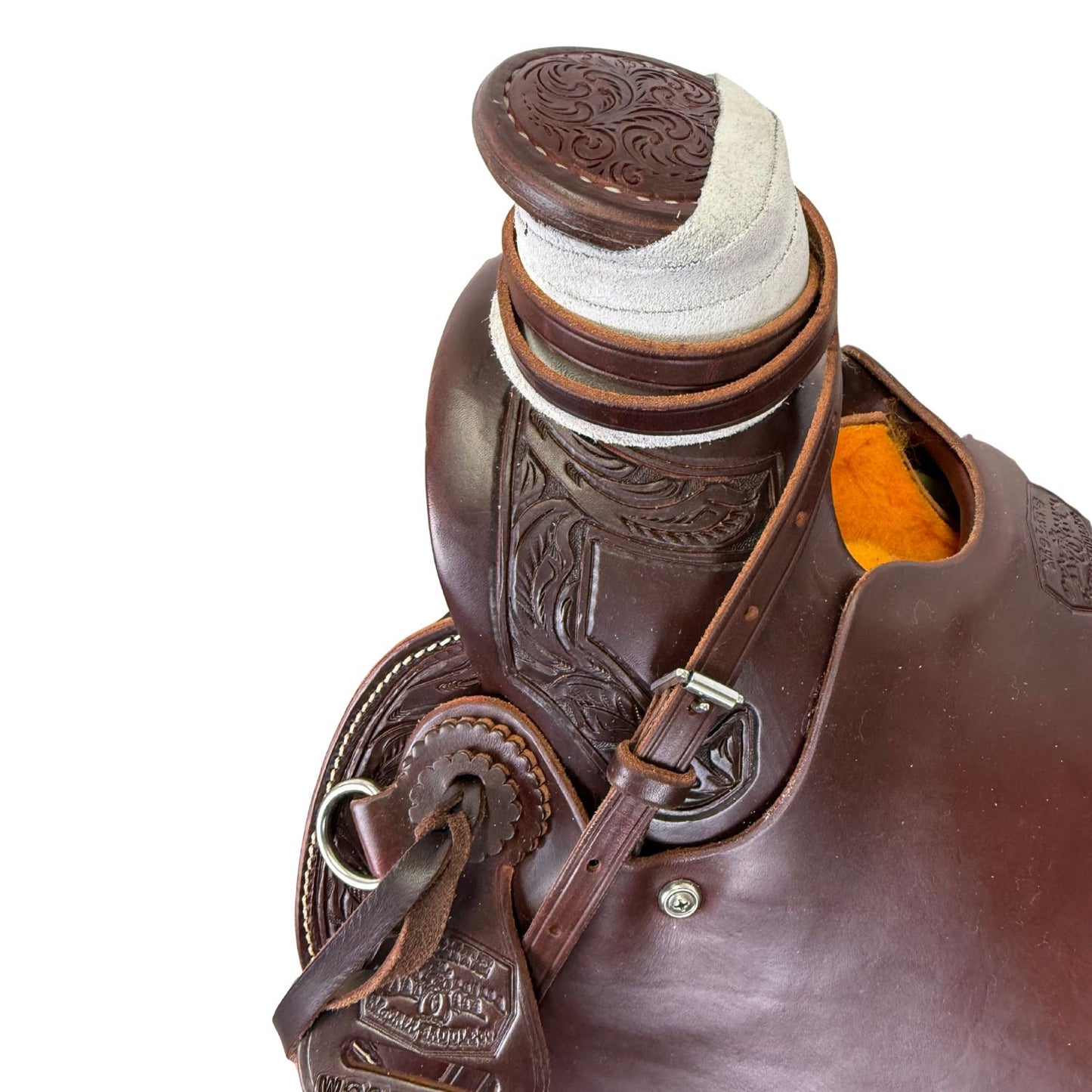15" McCall McLite Wade Trail Saddle, Dark Oil with Running Leaf Border Tooling - #W207826
