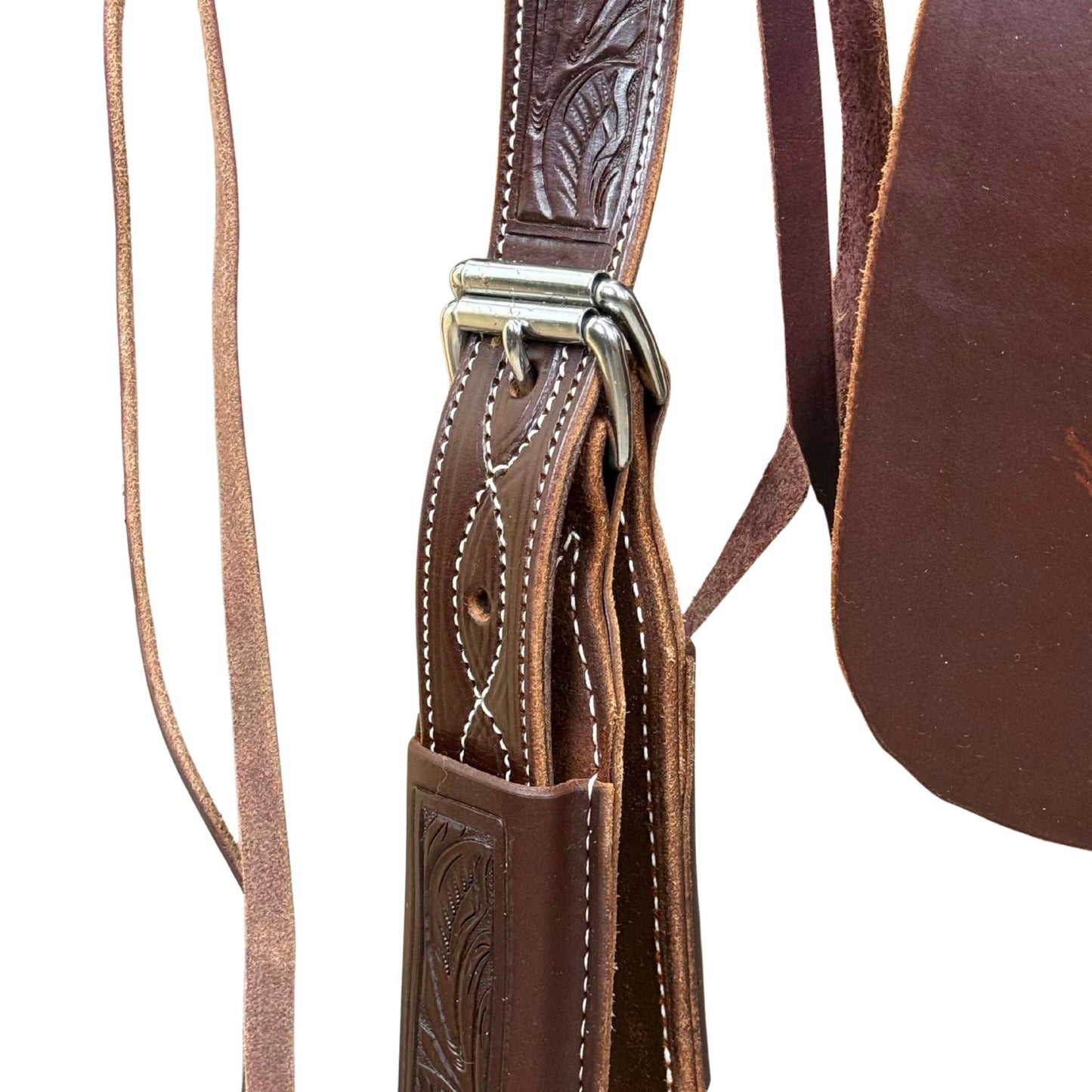 15" McCall McLite Wade Trail Saddle, Dark Oil with Running Leaf Border Tooling - #W207826