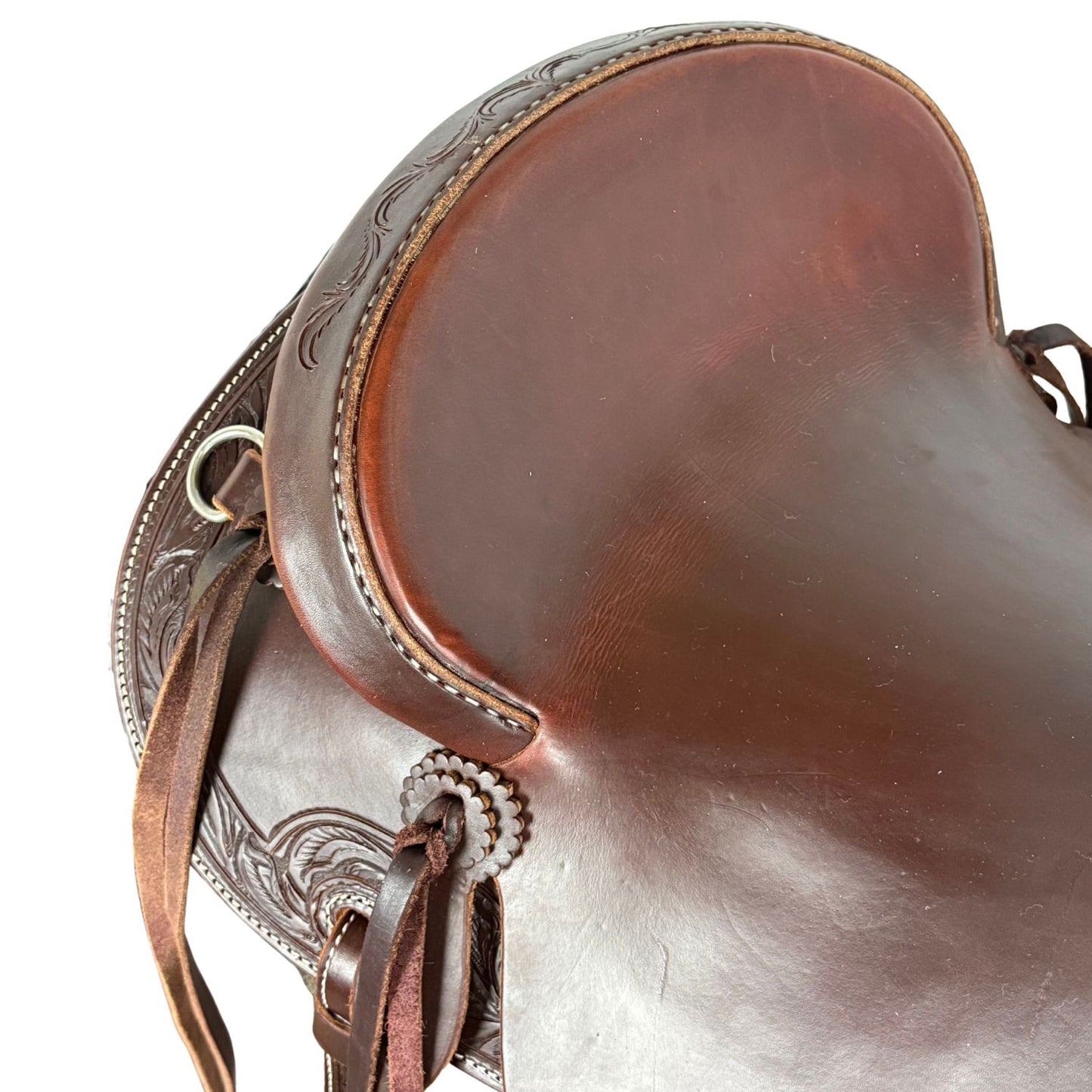 15" McCall McLite Wade Trail Saddle, Dark Oil with Running Leaf Border Tooling - #W207826