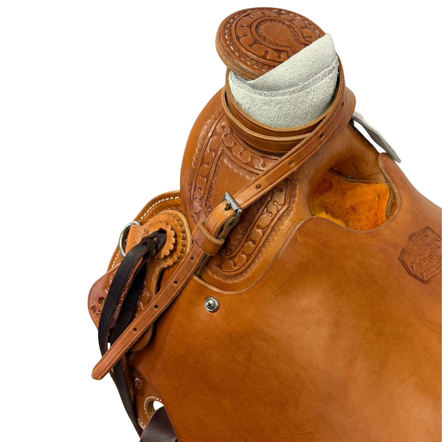 16" McCall McLite Wade Trail Saddle, Medium Oil with Carlos Border Tooling - #W213926