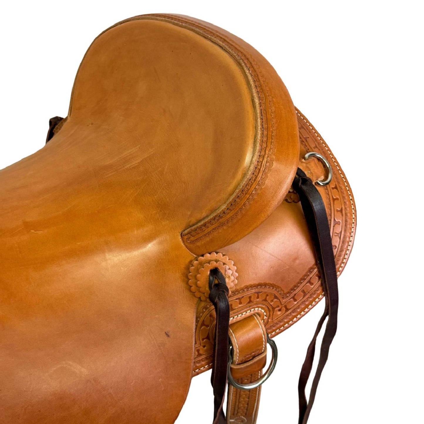 16" McCall McLite Wade Trail Saddle, Medium Oil with Carlos Border Tooling - #W213926