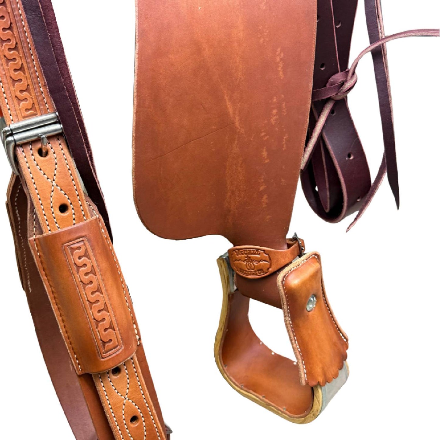 15" McCall McLite Wade Trail Saddle in Medium Oil with Carlos Border Tooling