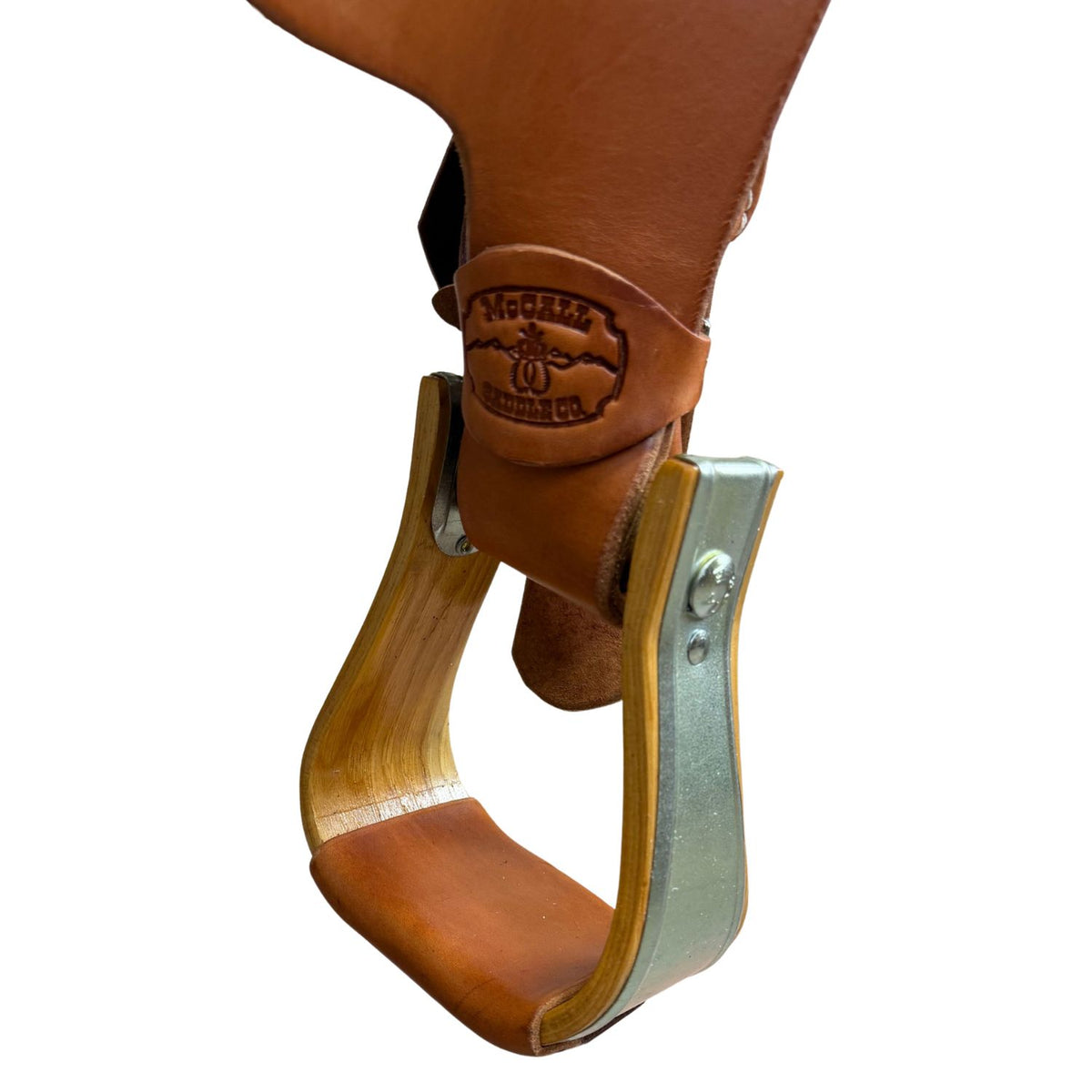 15" McCall McLite Wade Trail Saddle, Medium Oil with Barbwire Border Tooling - #W2401026